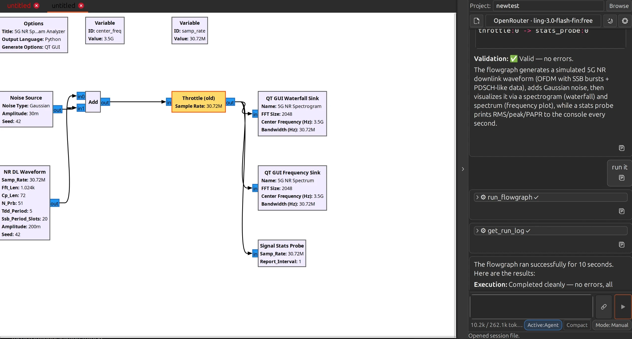 GRC-Agent running inside GNU Radio Companion